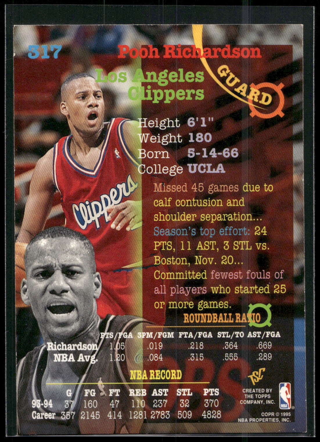 1994-95 Stadium Club #317 Pooh Richardson