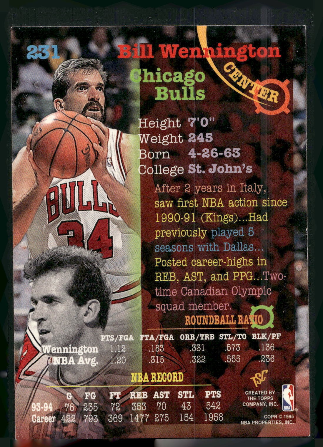 1994-95 Stadium Club #231 Bill Wennington