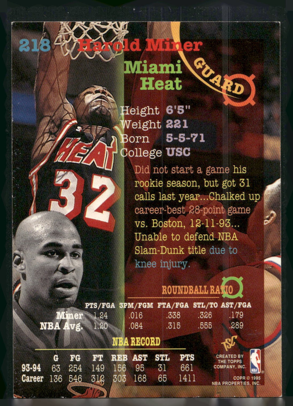 1994-95 Stadium Club #218 Harold Miner