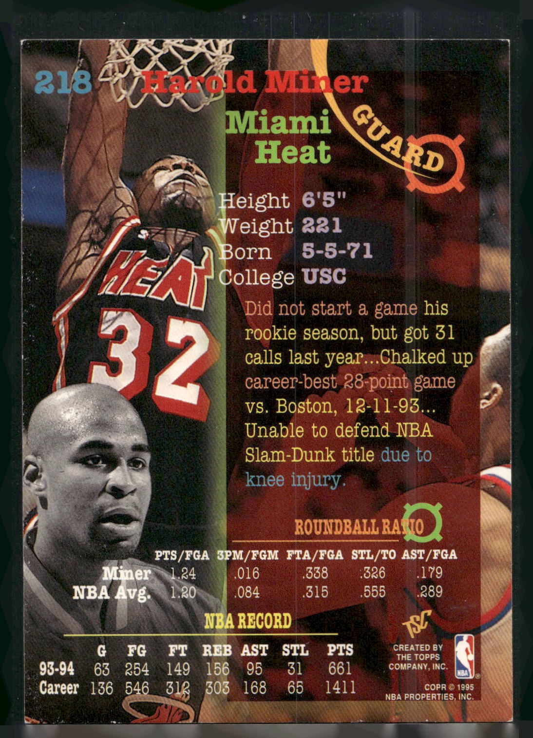 1994-95 Stadium Club #218 Harold Miner