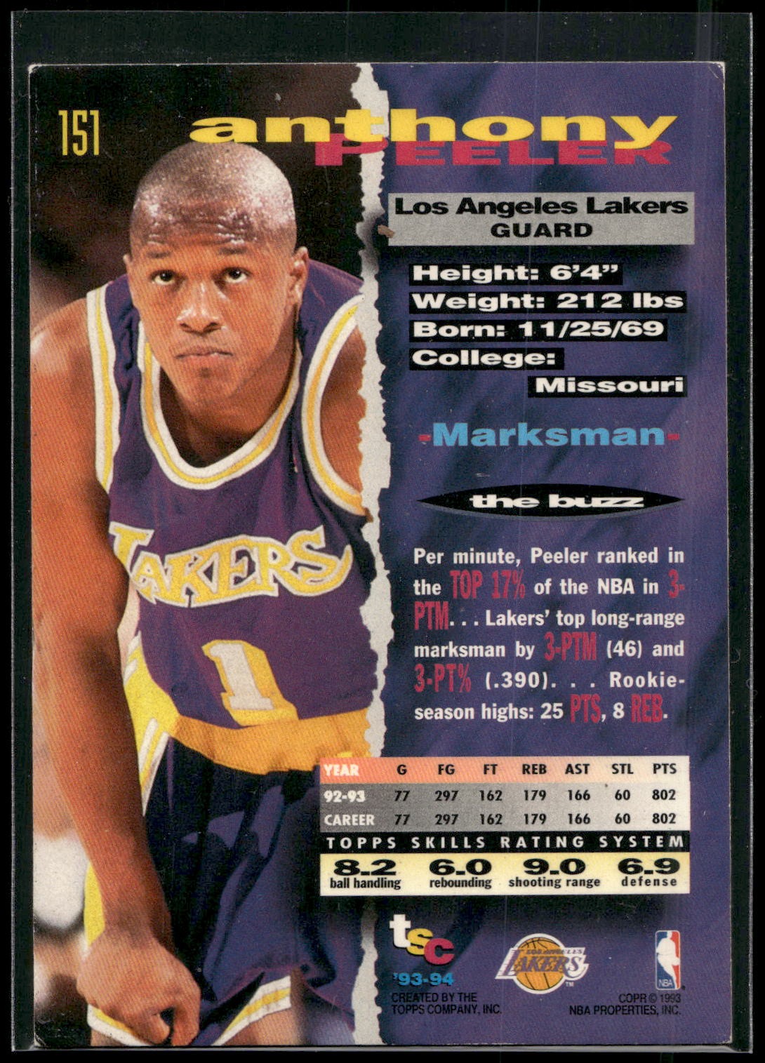 1993-94 Stadium Club #151 Anthony Peeler