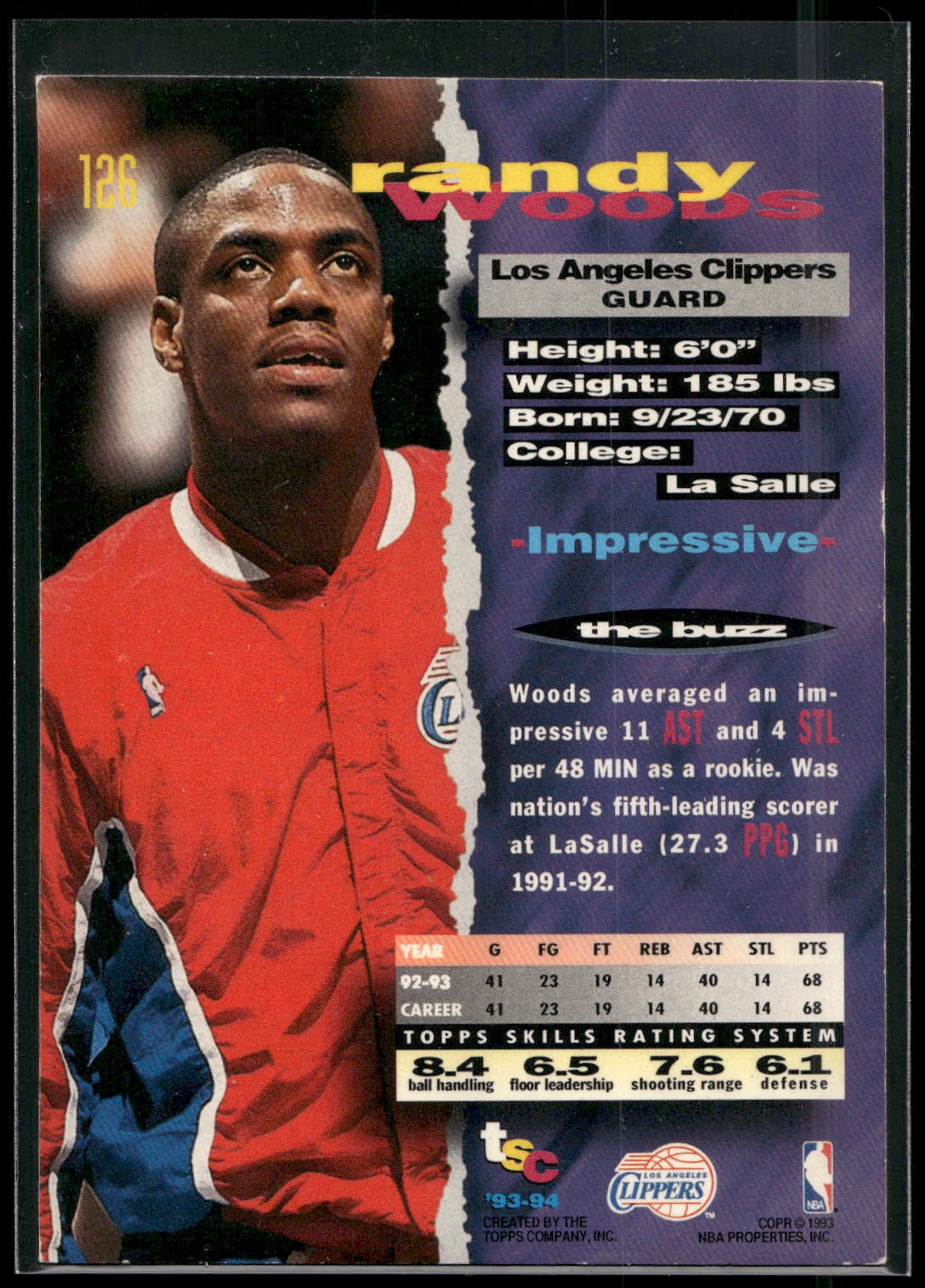 1993-94 Stadium Club #126 Randy Woods