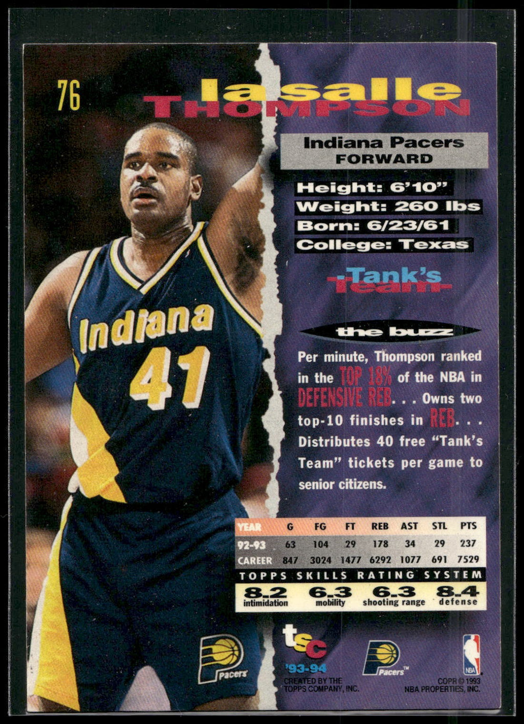 1993-94 Stadium Club #76 LaSalle Thompson