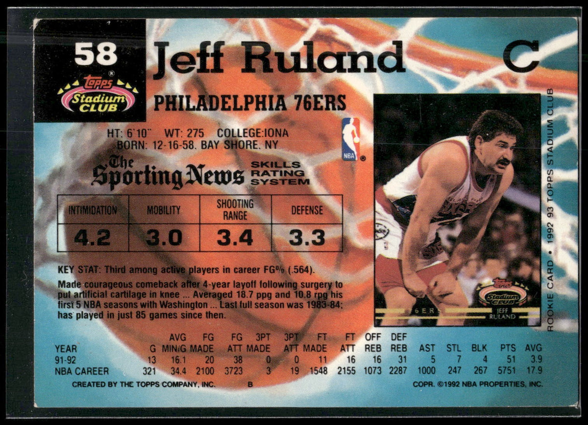 1992-93 Stadium Club #58 Jeff Ruland