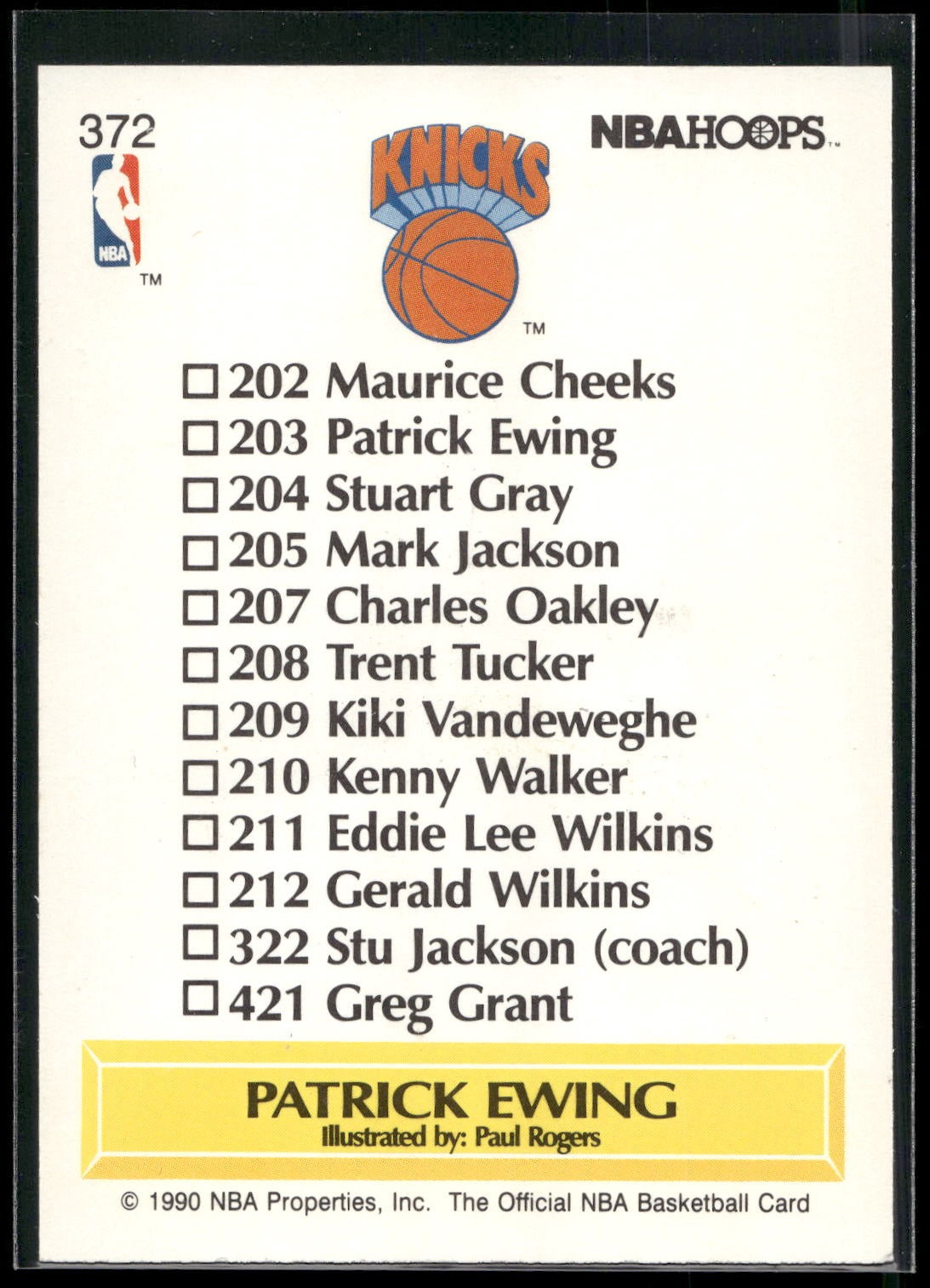 1990-91 Hoops #372 Patrick Ewing