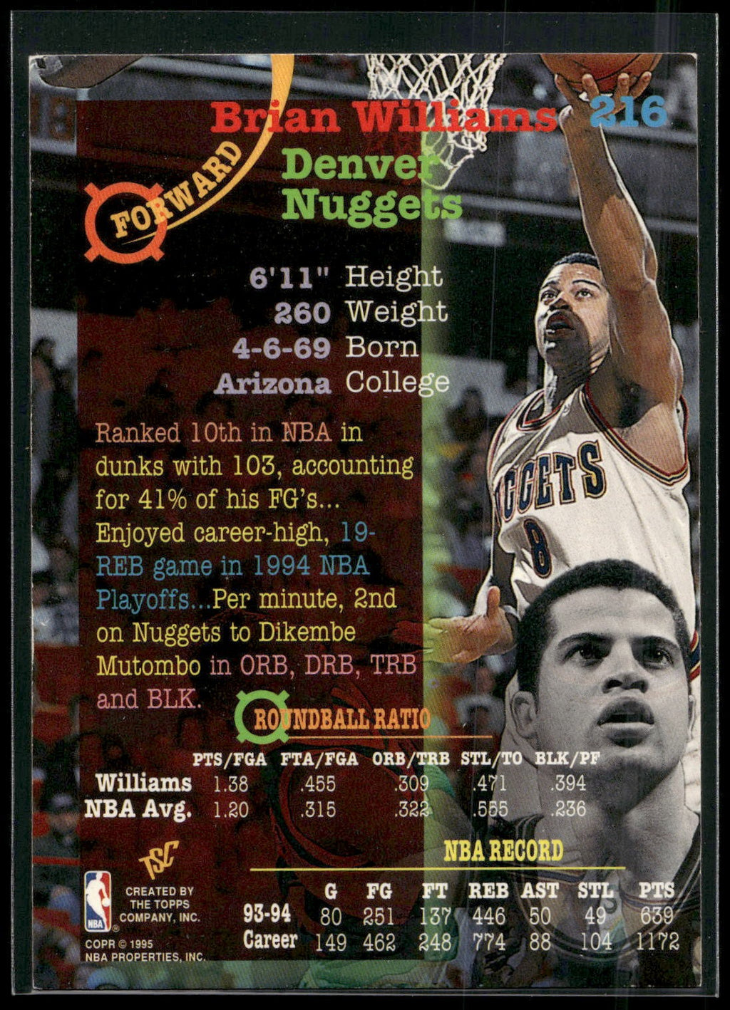 1994-95 Stadium Club #216 Brian Williams