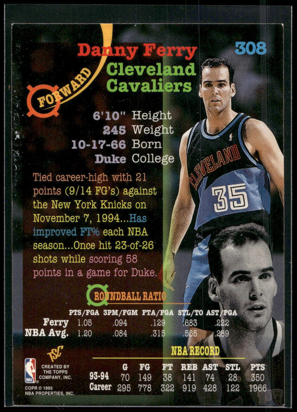 1994-95 Stadium Club #308 Danny Ferry