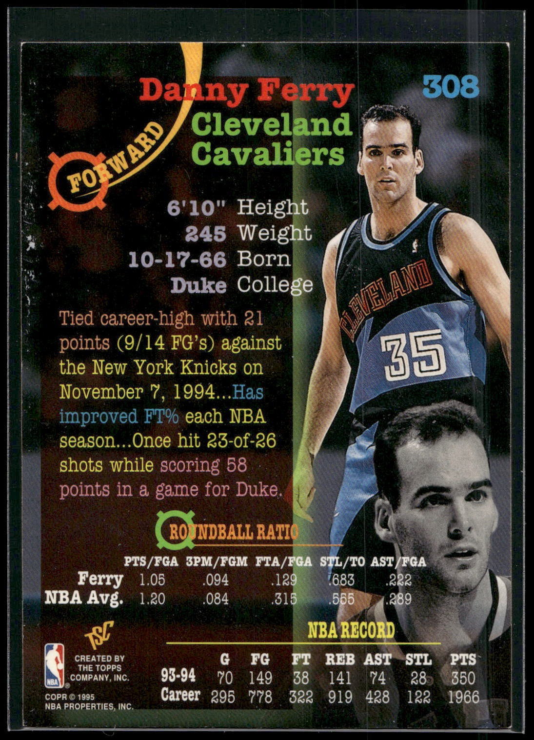 1994-95 Stadium Club #308 Danny Ferry