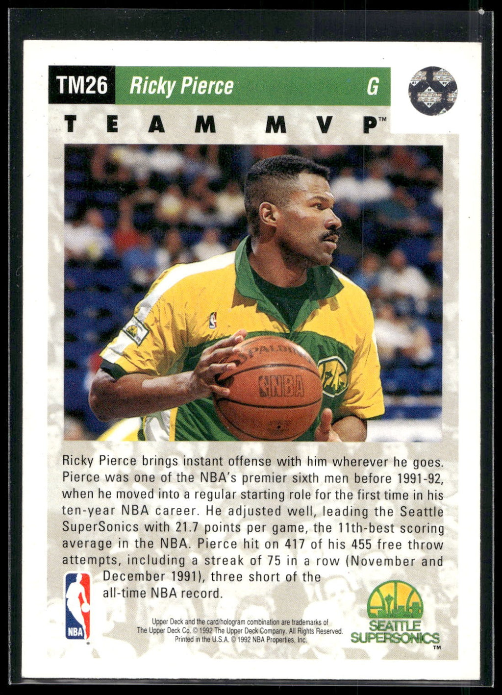 1992-93 Upper Deck #TM26 Ricky Pierce Team MVPs
