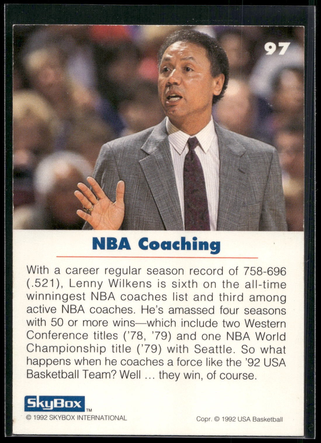 1992 SkyBox USA #97 Lenny Wilkens