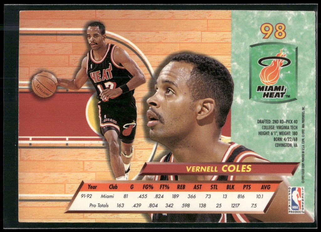 1992-93 Ultra #98 Vernell Coles