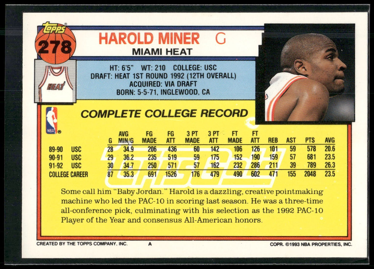 1992-93 Topps #278 Harold Miner Gold