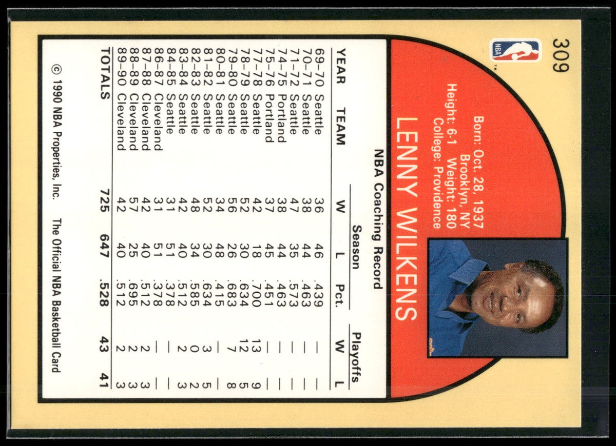 1990-91 Hoops #309 Lenny Wilkens
