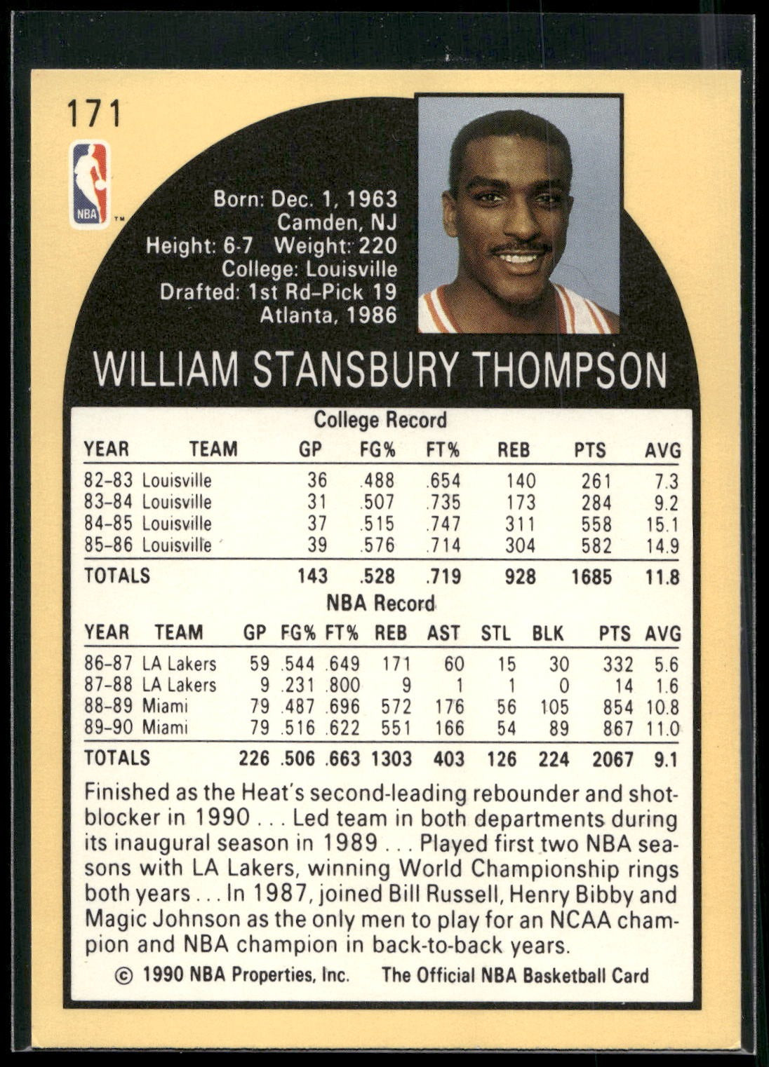 1990-91 Hoops #172b Billy Thompson