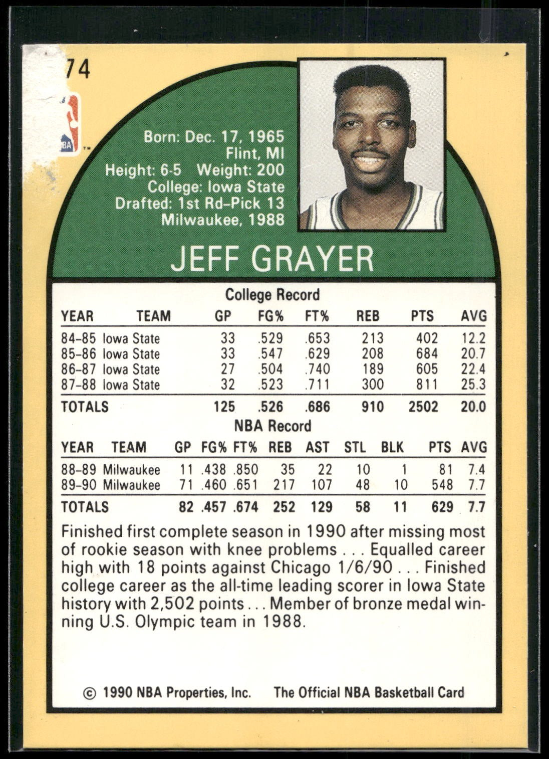 1990-91 Hoops #174 Jeff Grayer