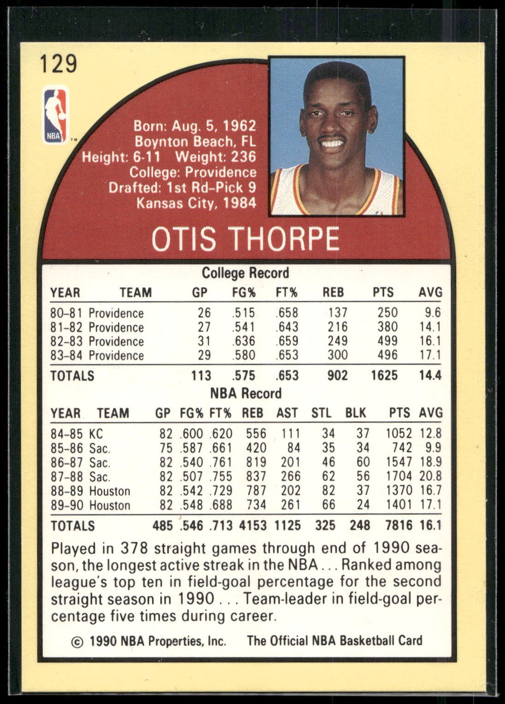 1990-91 Hoops #129 Otis Thorpe
