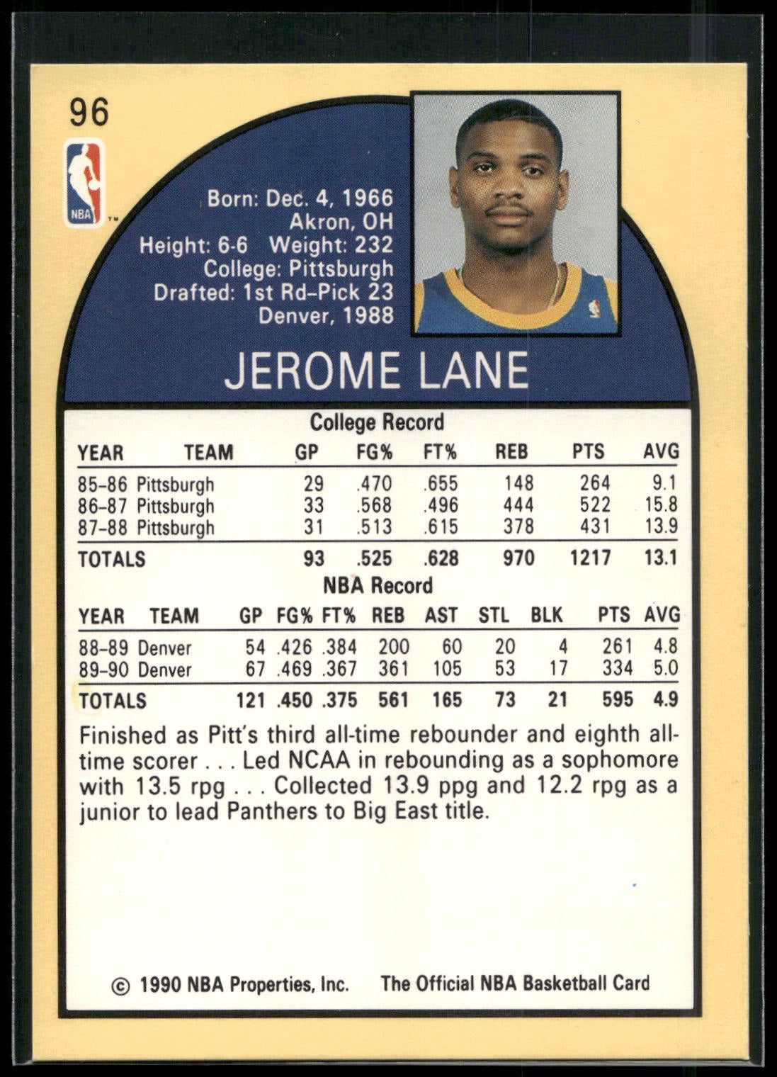 1990-91 Hoops #96 Jerome Lane