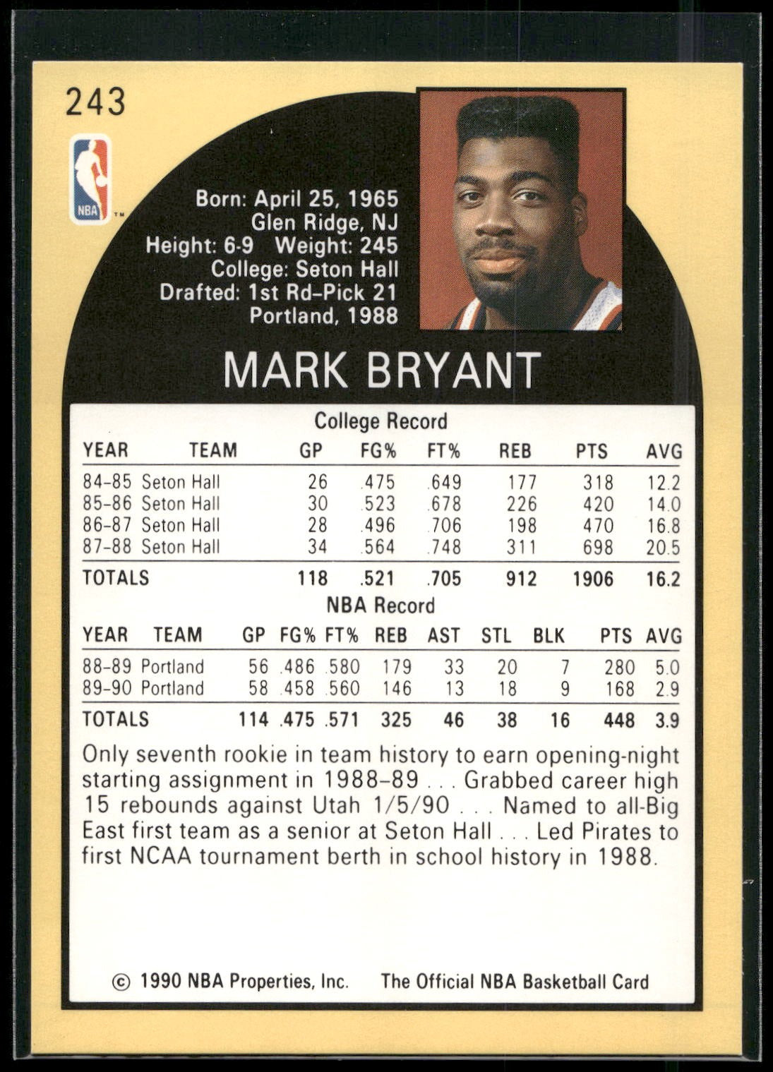 1990-91 Hoops #243 Mark Bryant