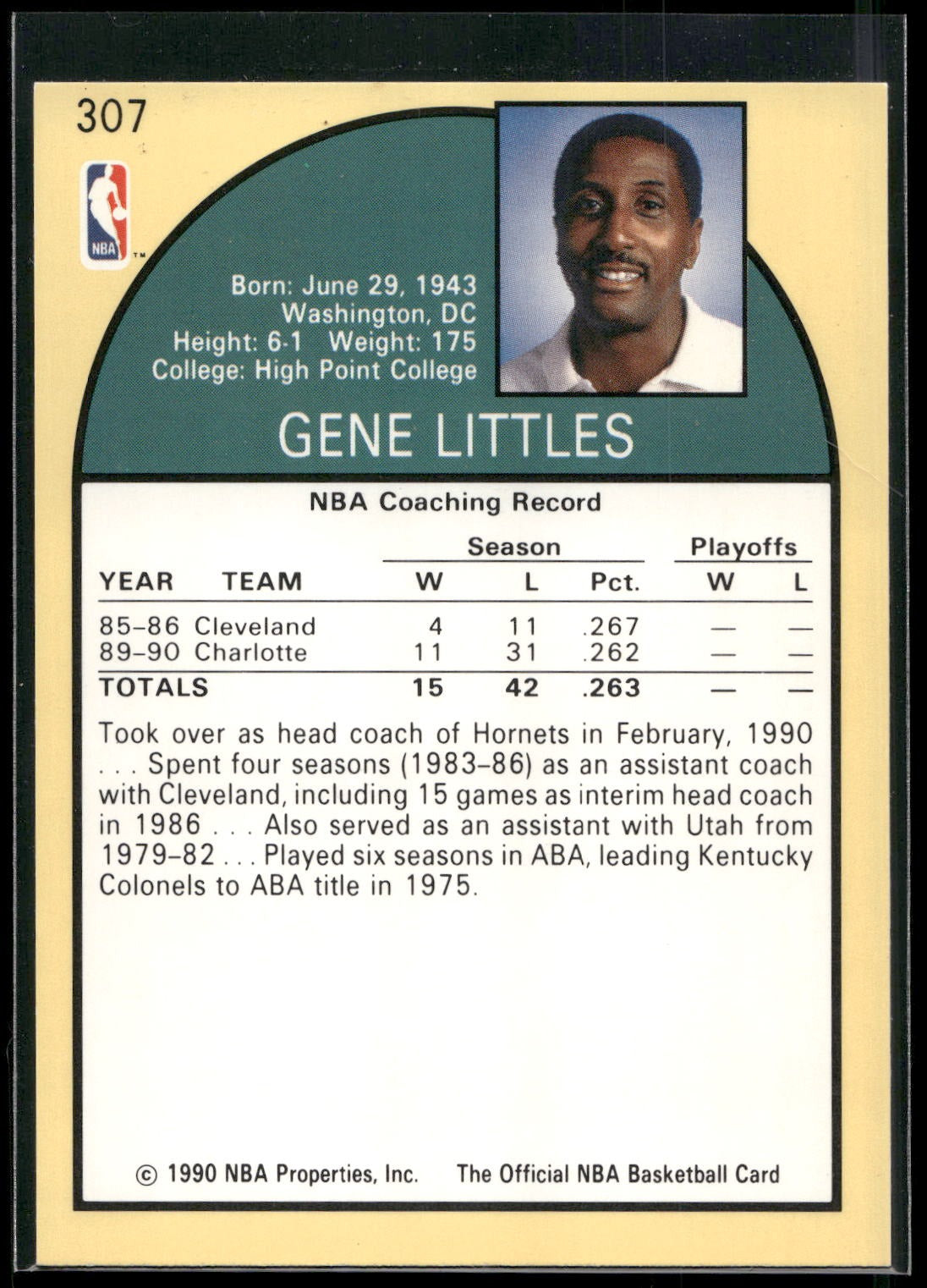 1990-91 Hoops #307 Gene Littles
