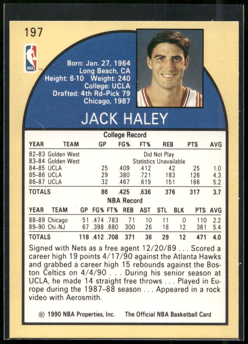 1990-91 Hoops #197 Jack Haley