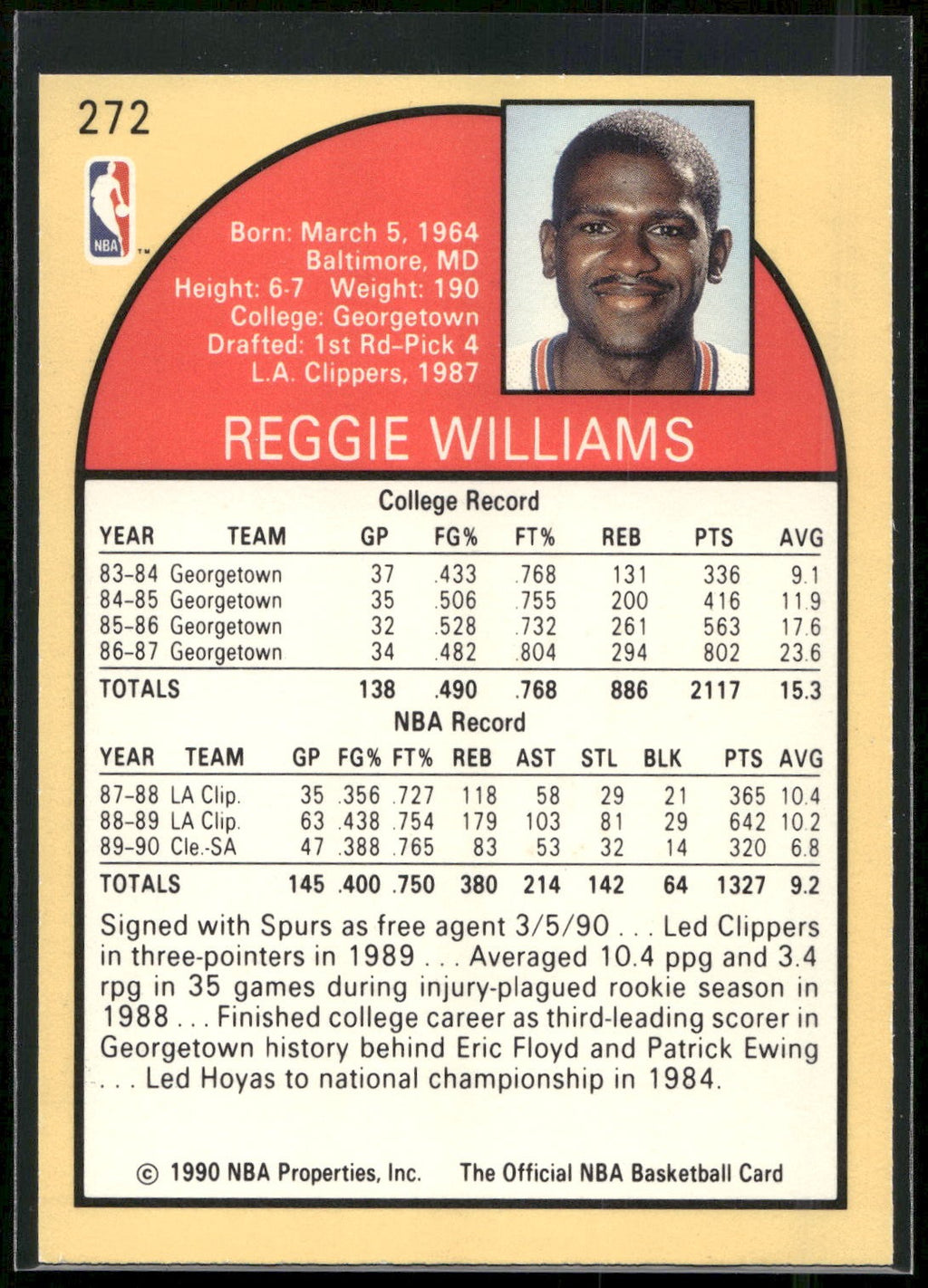 1990-91 Hoops #272 Reggie Williams