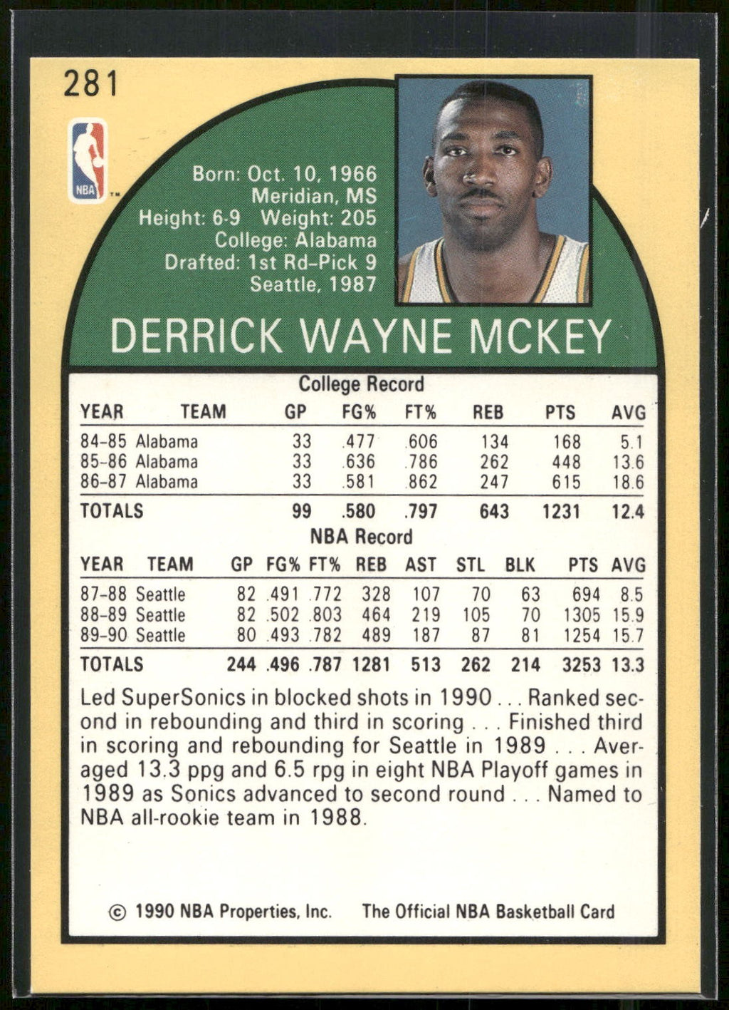 1990-91 Hoops #281 Derrick McKey