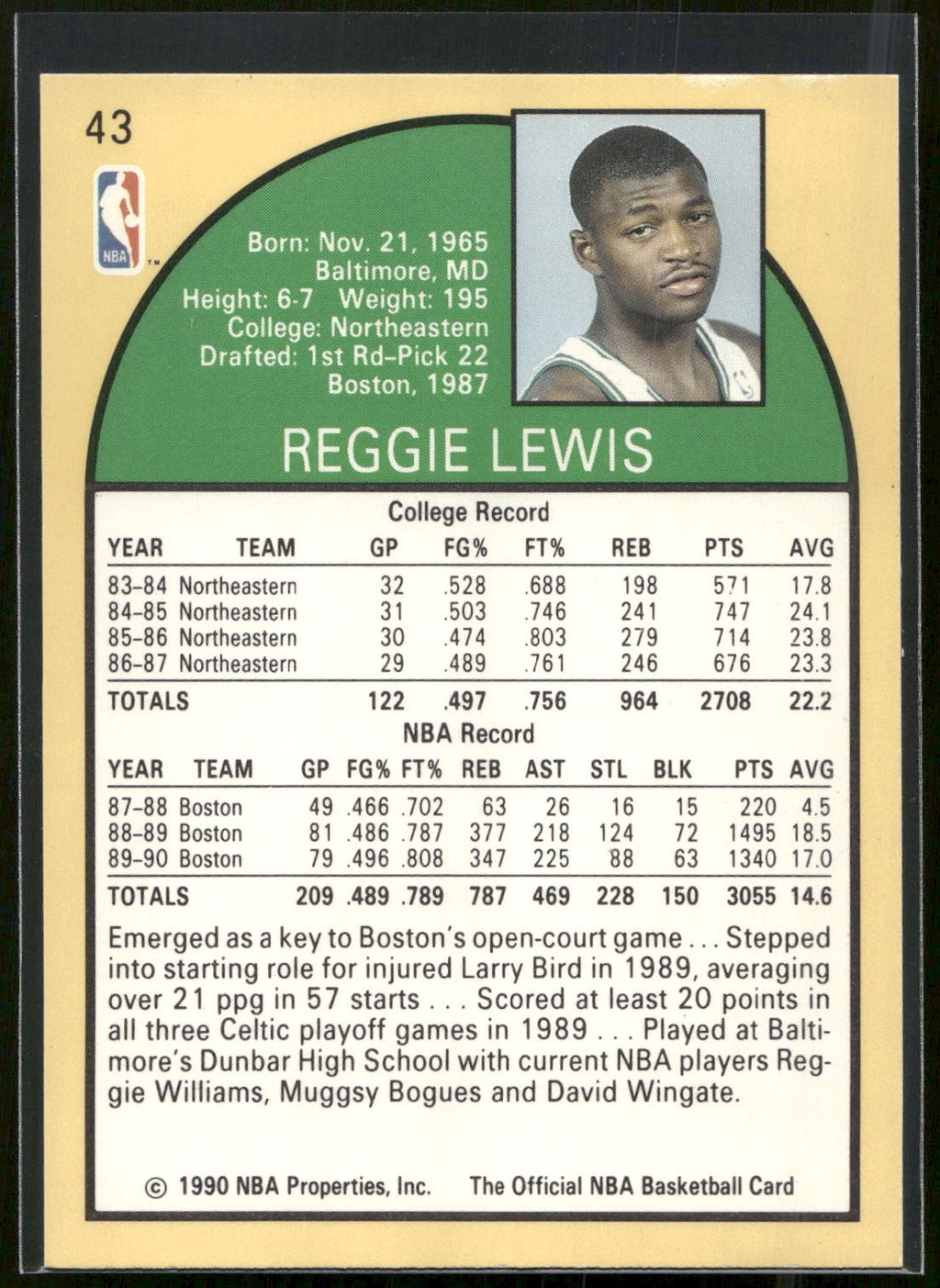 1990-91 Hoops #43 Reggie Lewis