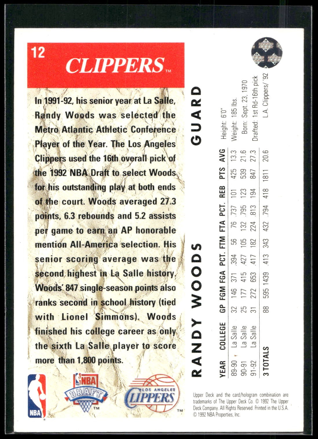1992-93 Upper Deck #12 Randy Woods