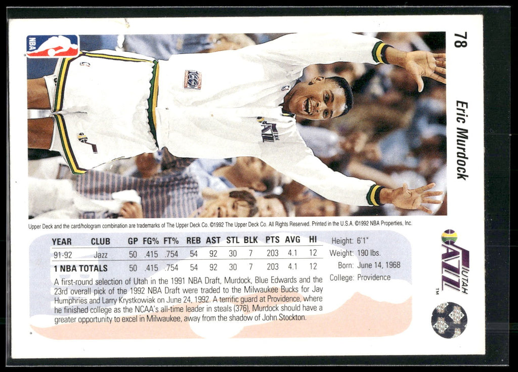 1992-93 Upper Deck #78b Eric Murdock