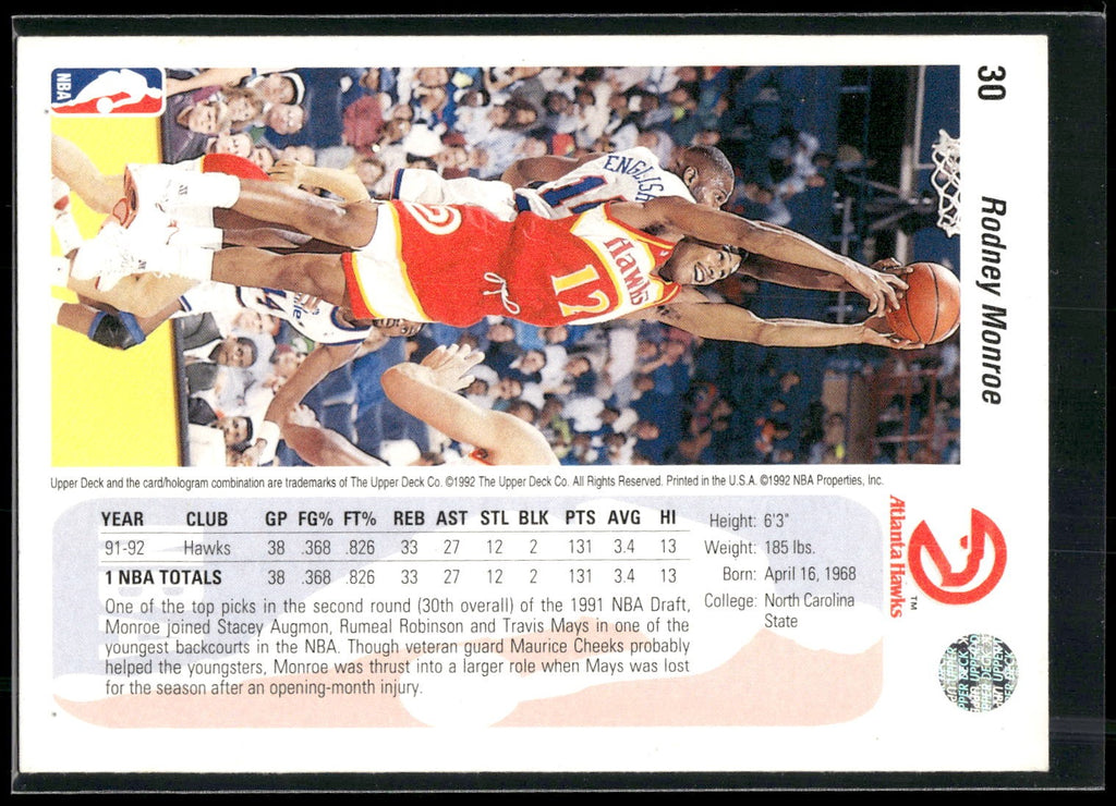 1992-93 Upper Deck #30 Rodney Monroe