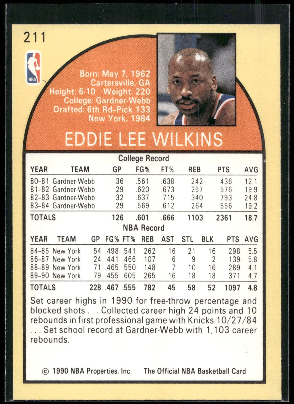 1990-91 Hoops #211 Eddie Lee Wilkins