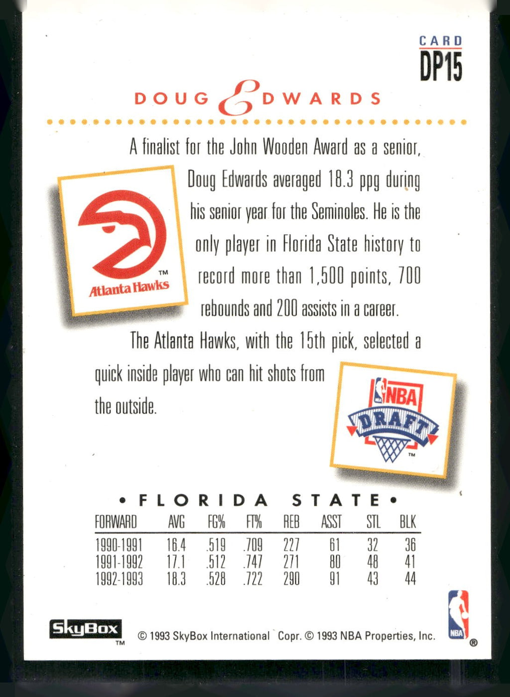 1993-94 SkyBox Premium #DP15 Doug Edwards Draft Picks