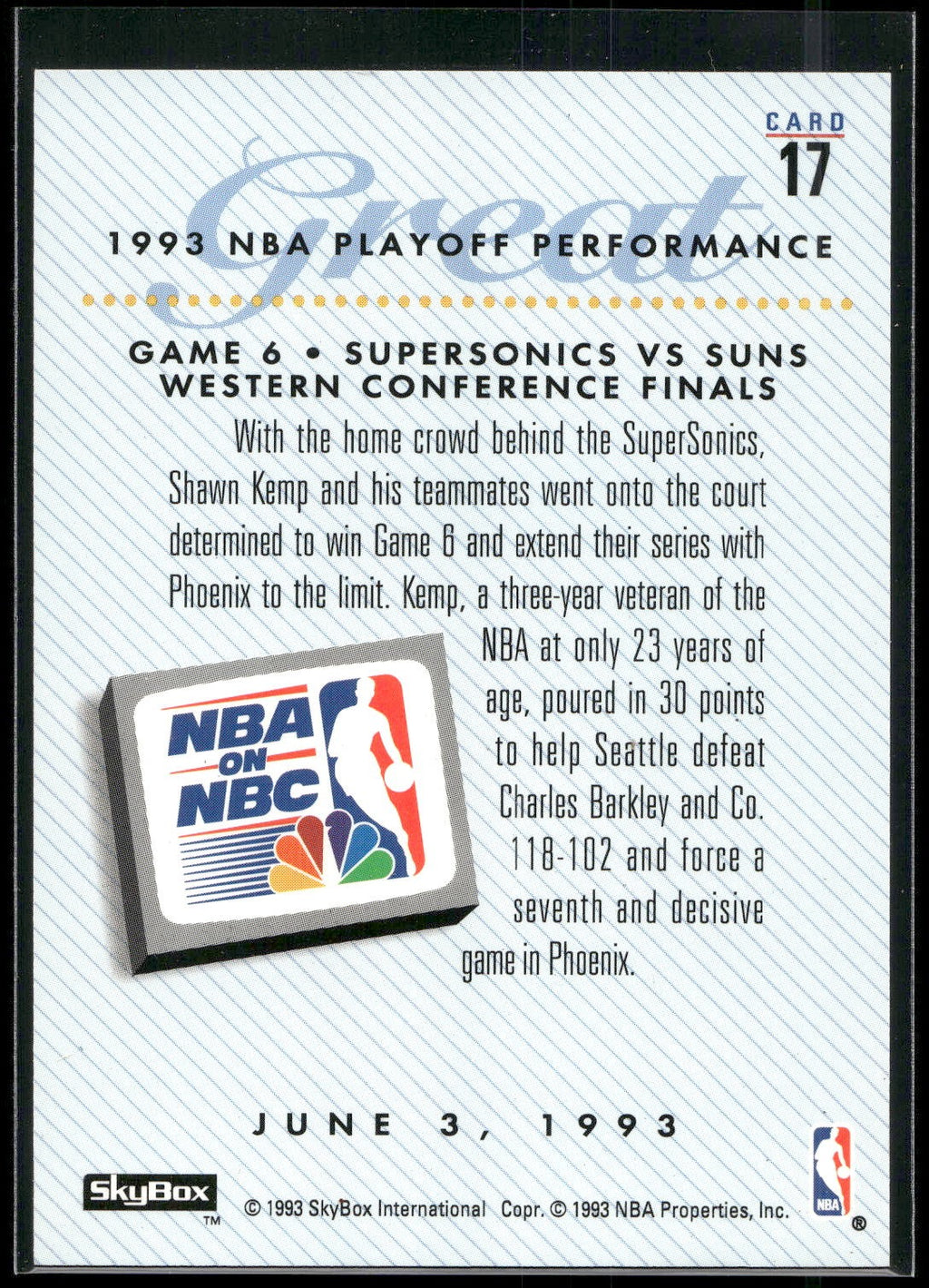 1993-94 SkyBox Premium #17 Shawn Kemp