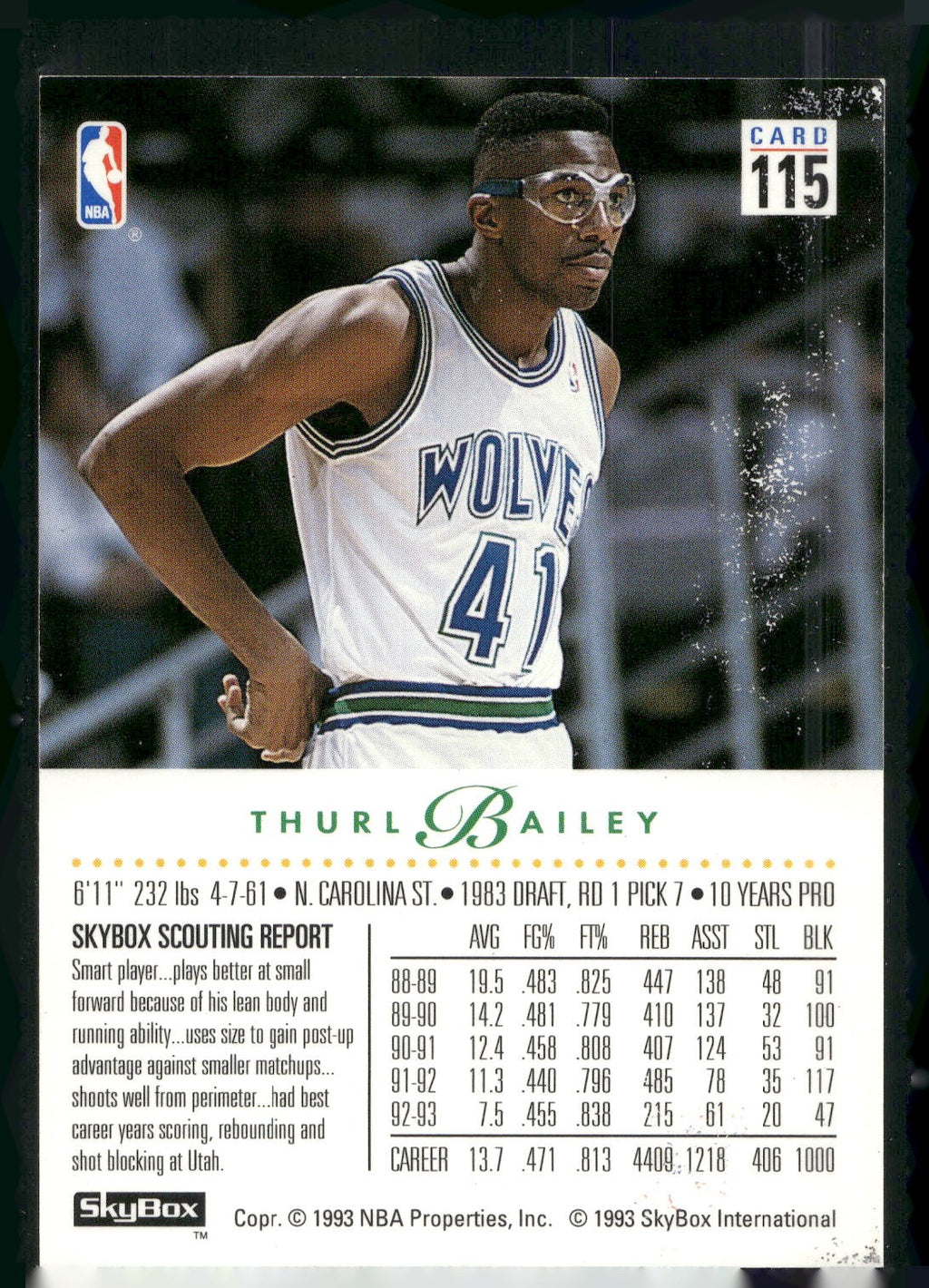 1993-94 SkyBox Premium #115 Thurl Bailey
