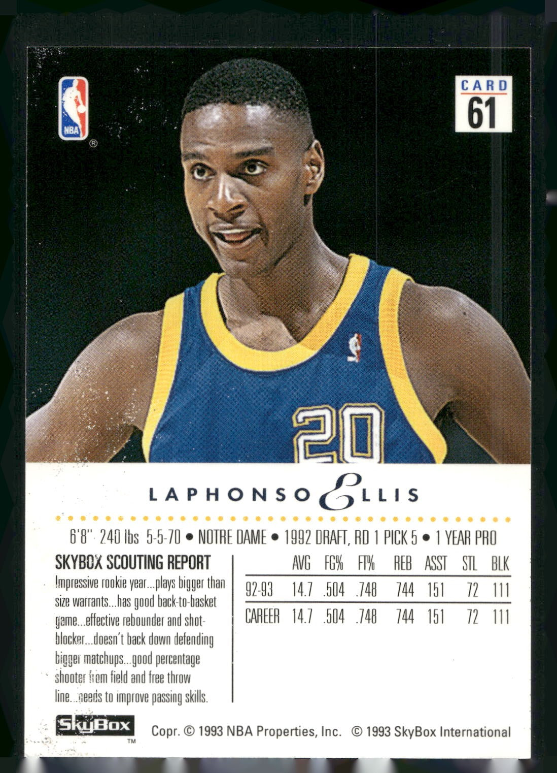 1993-94 SkyBox Premium #61 LaPhonso Ellis