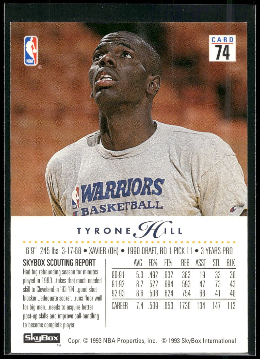 1993-94 SkyBox Premium #74 Tyrone Hill