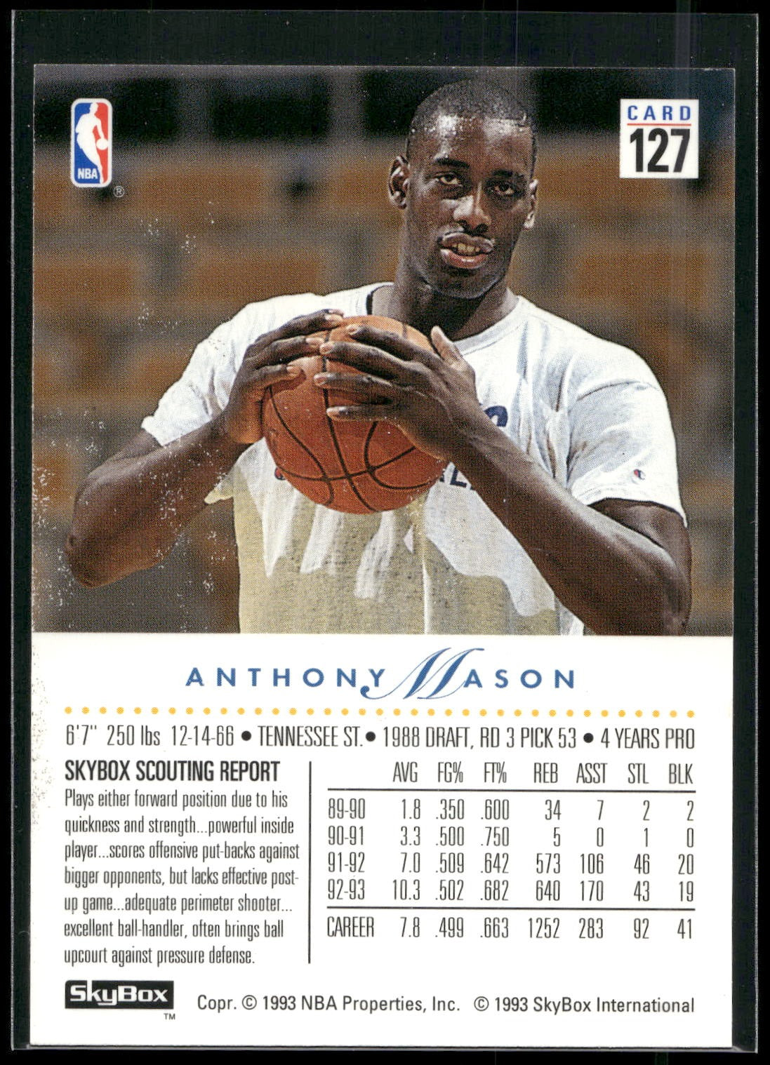 1993-94 SkyBox Premium #127 Anthony Mason