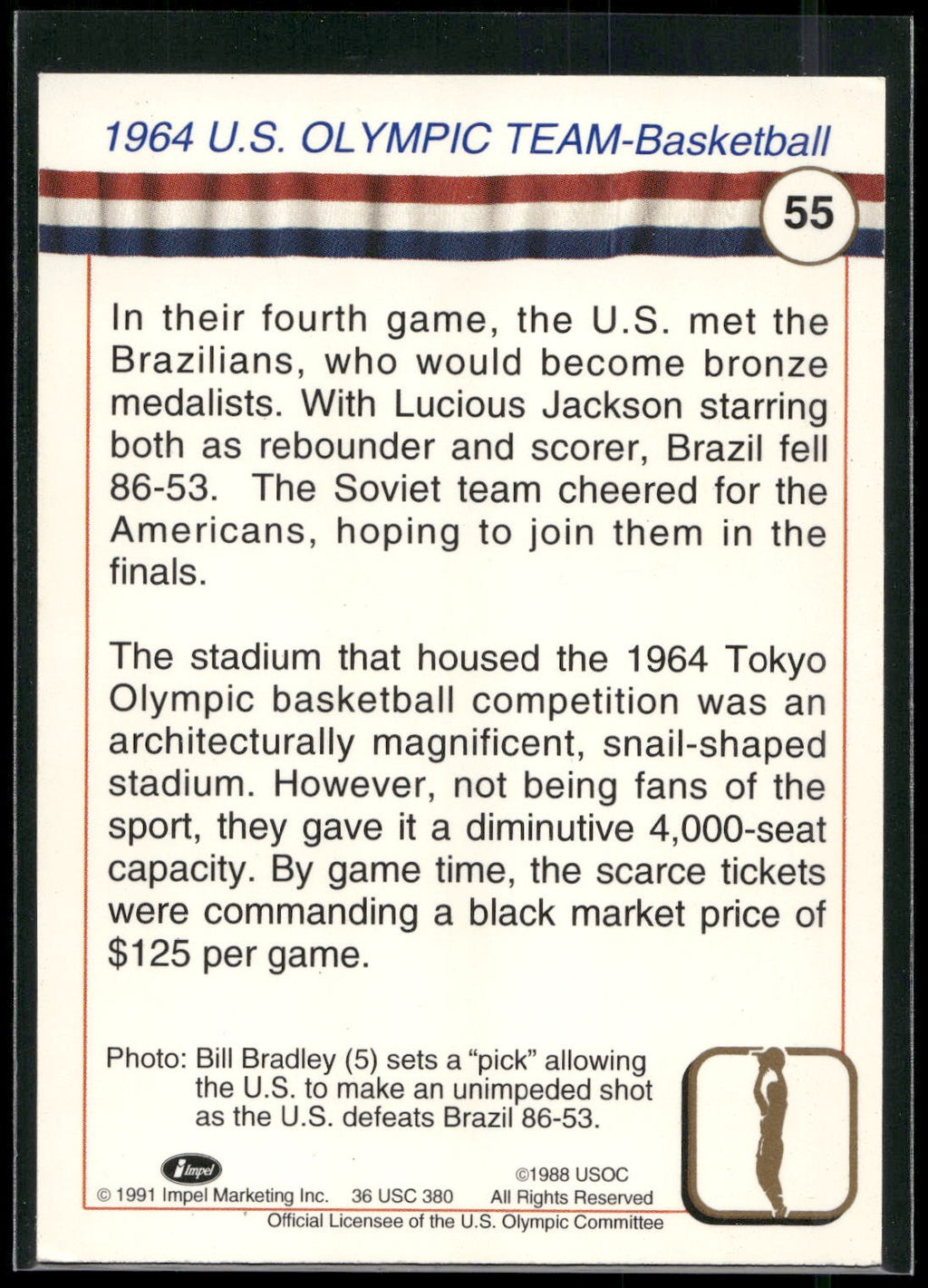 1991 Impel U.S. Olympic Hall of Fame #55 1964 U.S. Olympic Team