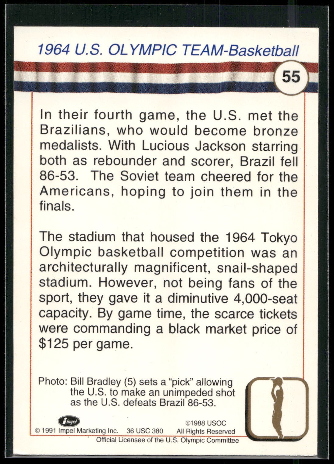 1991 Impel U.S. Olympic Hall of Fame #55 1964 U.S. Olympic Team