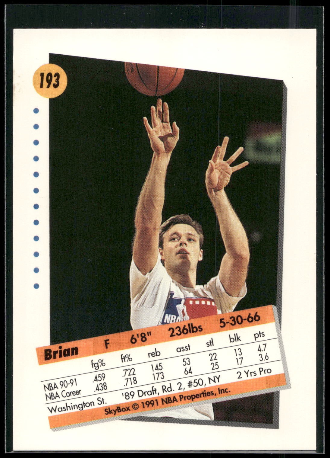 1991-92 SkyBox #193 Brian Quinnett