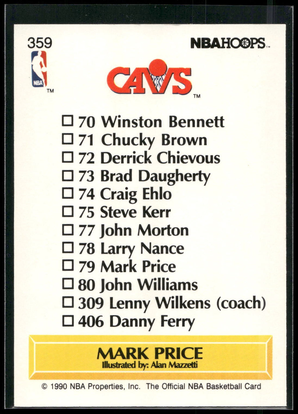1990-91 Hoops #359 Mark Price