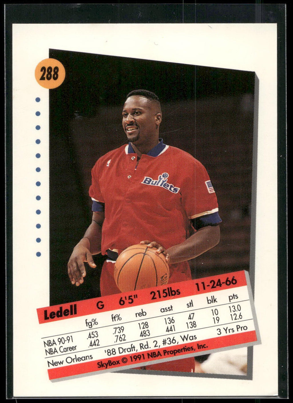 1991-92 SkyBox #288 Ledell Eackles