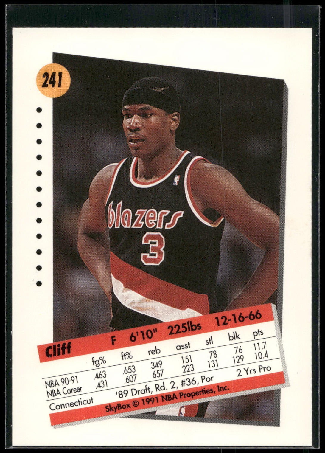 1991-92 SkyBox #241 Cliff Robinson