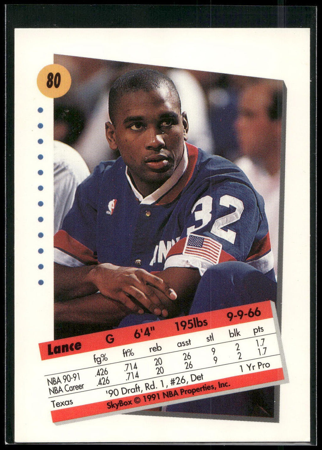1991-92 SkyBox #80 Lance Blanks