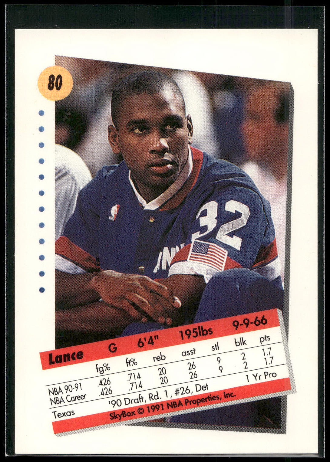 1991-92 SkyBox #80 Lance Blanks