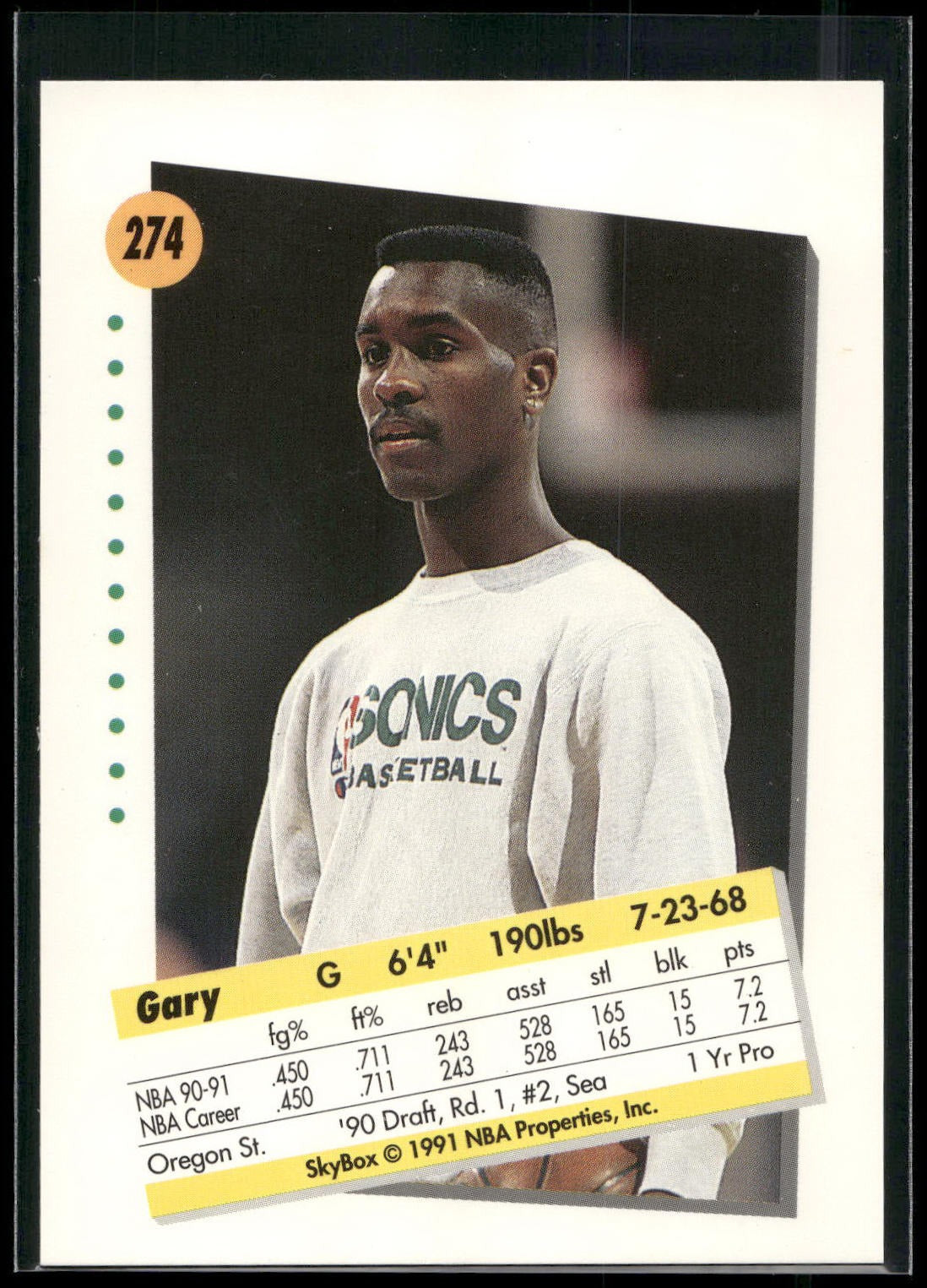 1991-92 SkyBox #274 Gary Payton