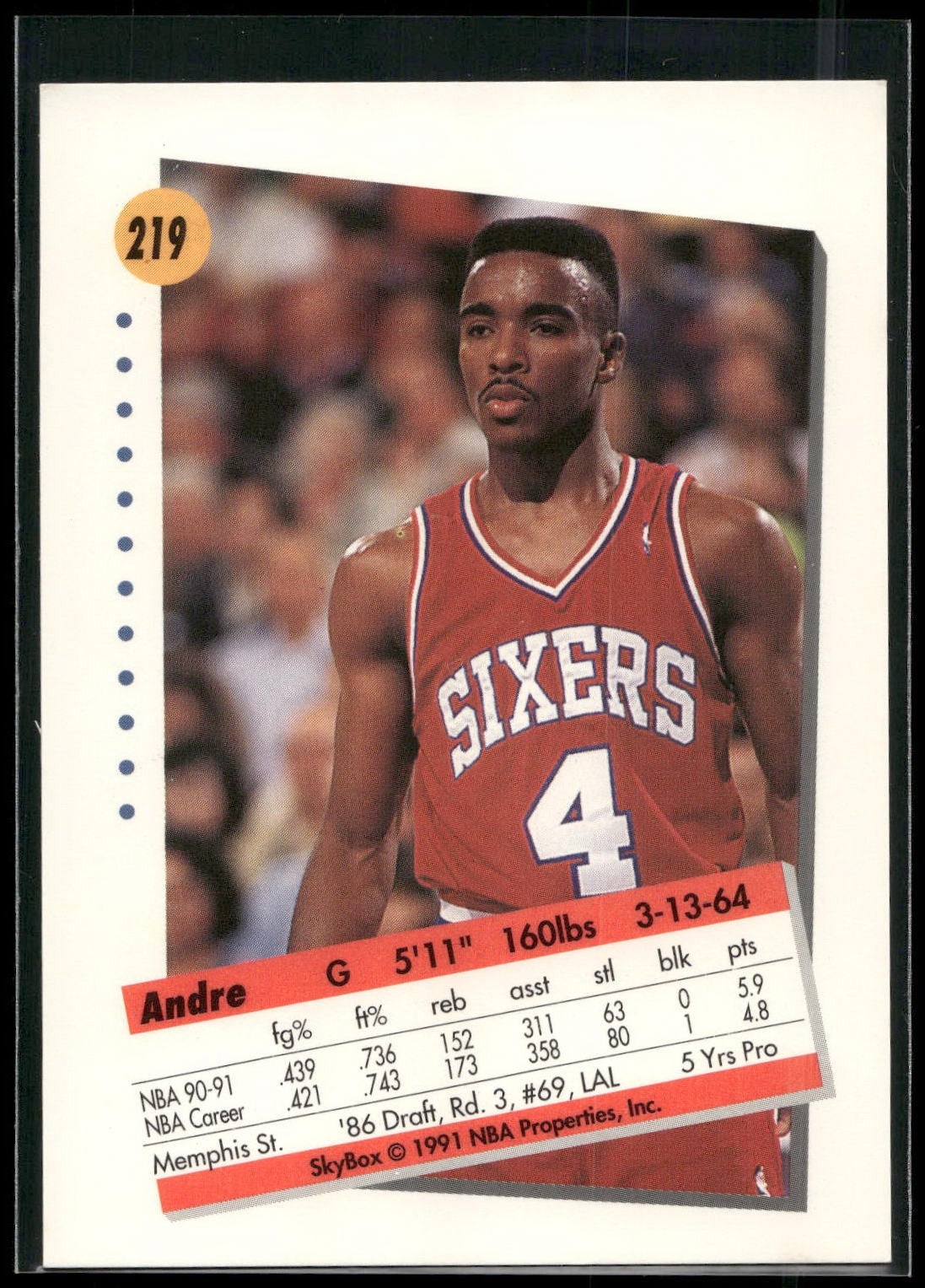 1991-92 SkyBox #219 Andre Turner