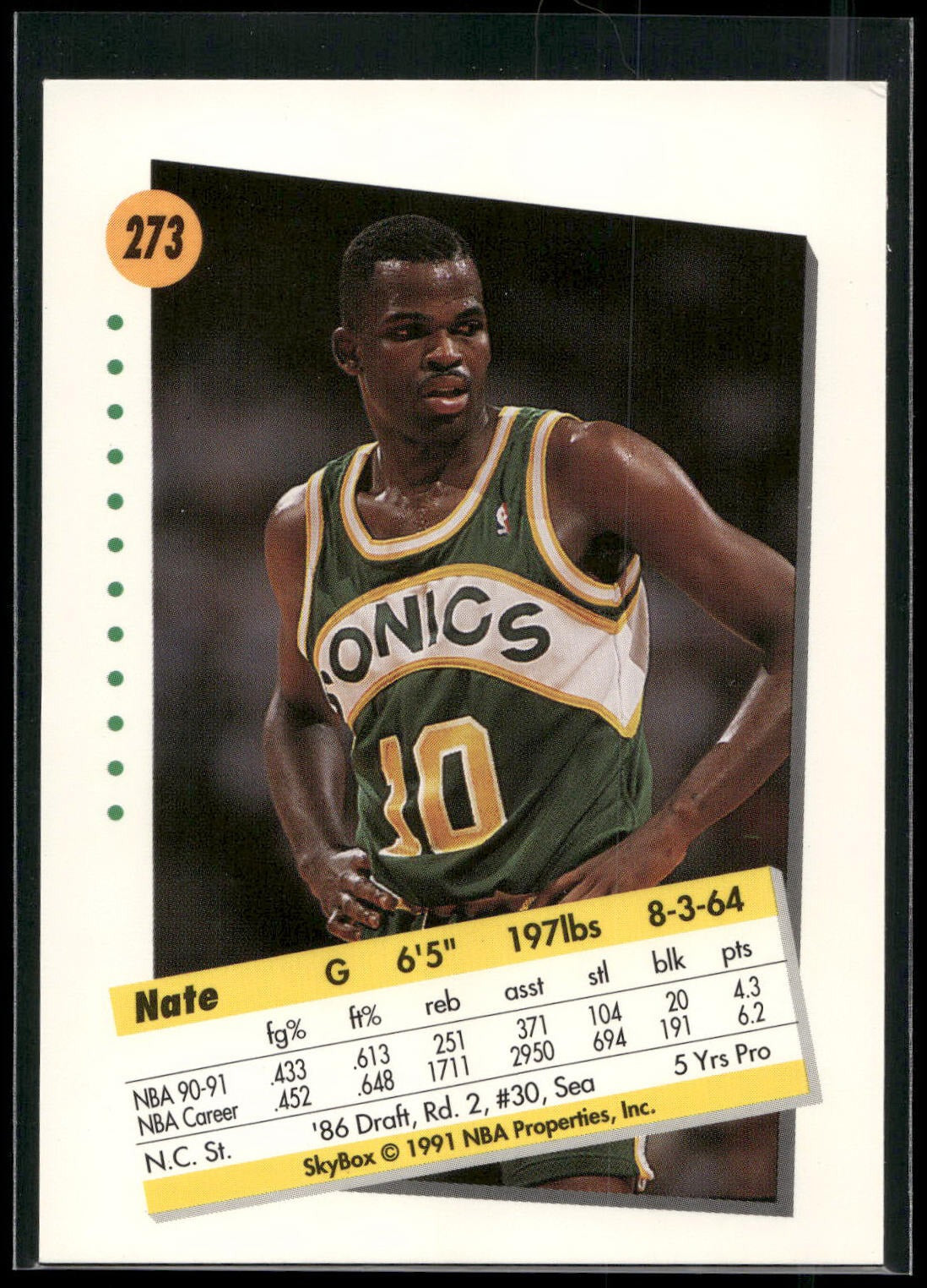 1991-92 SkyBox #273 Nate McMillan