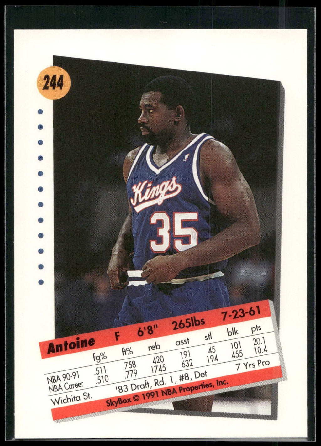 1991-92 SkyBox #244 Antoine Carr