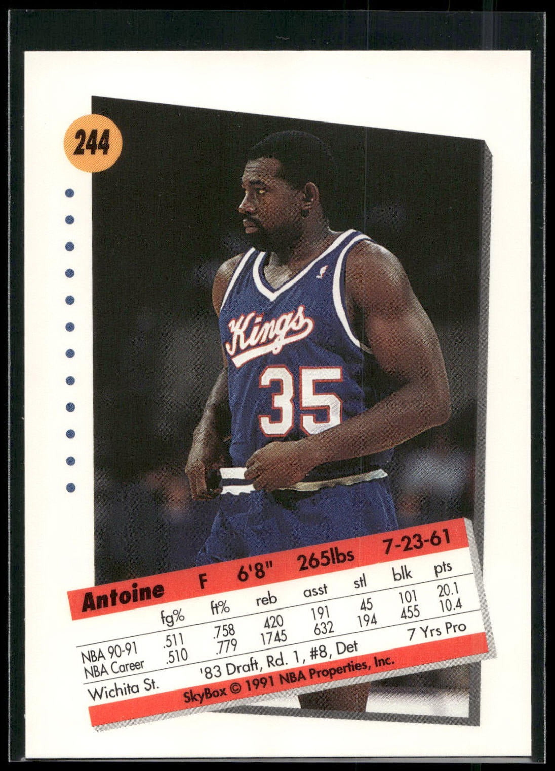1991-92 SkyBox #244 Antoine Carr